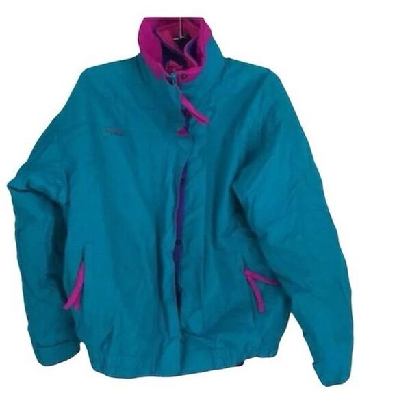 Vintage 80s Columbia Women's Basic Jacket Women's L Coat Retro Winter Colorblock - Picture 1 of 10